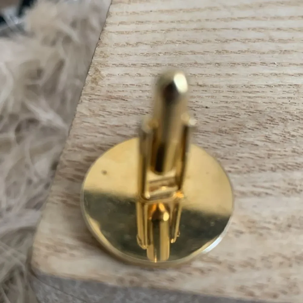 Vintage Swank Gold Tone Geometric Cuff Links & Tie Tack With Original Box